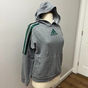 Adidas Kids Gray Green Striped Hoodie Sweatshirt Sz XL (18/20)